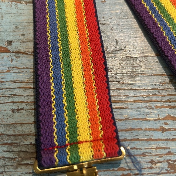 RAINBOW SUSPENDERS - Vtg 70s-80s Clown Mork & Mindy Elastic w Metal Clips - Picture 2 of 3